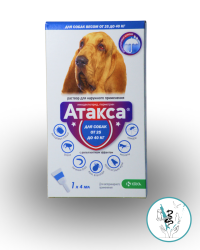 Атакса для собак весом от 25 до 40 кг 1 пипетка Атакса для собак весом от 25 до 40 кг 1 пипетка